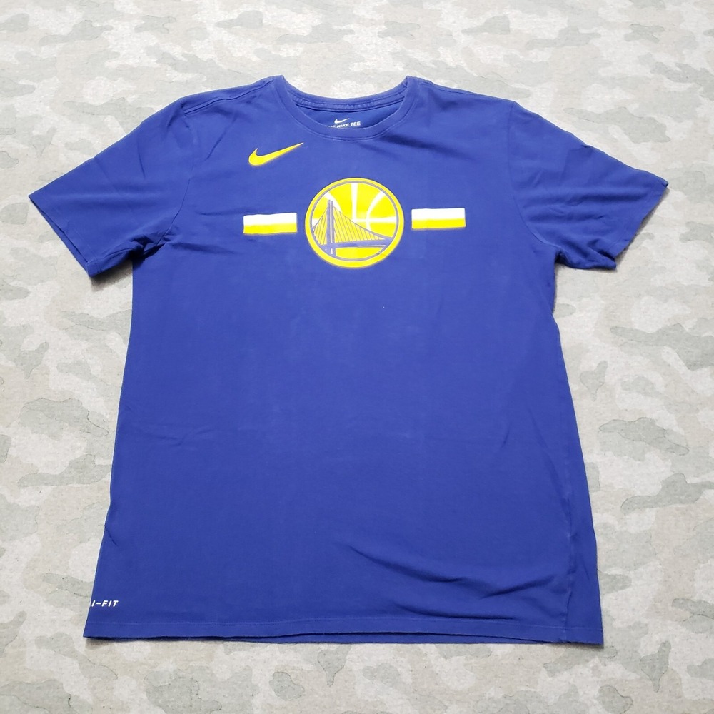 Golden State Warriors Top Womens Large Blue Nike Dri-Fit Short Sleeve